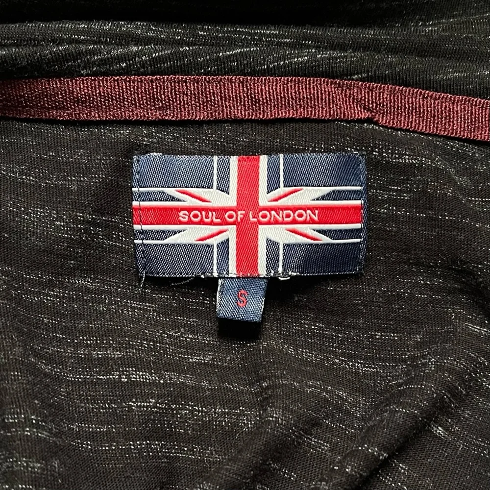 Soul Of London Long Sleeve Henley Heather Black Shirt